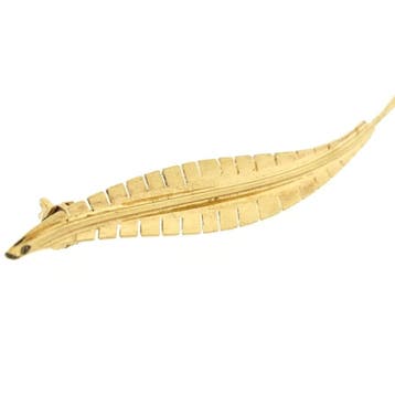 Gouden veer broche, Ophalen of Verzenden, Gebruikt, Overige kleuren, Goud