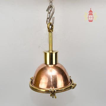 Wandlamp - Messing, Glas - Industrieel kooi-lamp, Antiek en Kunst