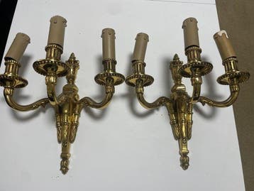 Inbouw wandlamp (2) - Verguld brons - Louis XV-stijl, Antiek en Kunst