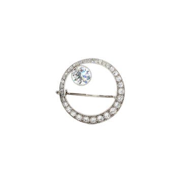 Witgouden vintage broche met diamant 14 kt, Ophalen of Verzenden, Nieuw
