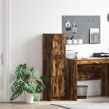 vidaXL buffetkast Gerookt eiken 31.5 x 32 x 122.5 cm, Minder dan 50 cm, Verzenden, 100 tot 150 cm, Nieuw