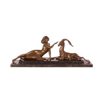 BRONZEN BEELD VAN EEN AMAZONE MET ANTILOPE (Interieur), Verzenden, Nieuw