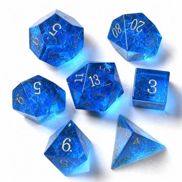 Premium Dobbelstenen Set - Glas Shattered Blauw in Tin | HOT, Verzenden, Nieuw