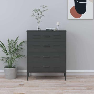 vidaXL Ladekast 80x35x101,5 cm staal antracietkleurig, Kinderen en Baby's, Kinderkamer | Commodes en Kasten, Verzenden, Nieuw