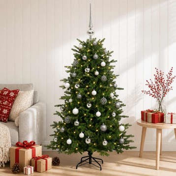 vidaXL Kunstkerstboom met kerstbal 120 cm 150 LEDs Warmwit, Verzenden, Nieuw