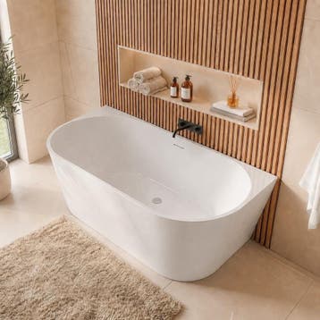 Ligbad Isia  170 x 75 x 60 cm Half Vrijstaand Bad wit, Verzenden, Nieuw, Bad
