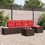 vidaXL Tuin Sofa Set met kussen 6 pcs Bruin poly rattan, Verzenden, Nieuw, Rotan, 6 zitplaatsen