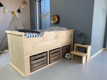 Rockwood® Kajuitbed Mees Naturel incl trapje  grey wash, Ophalen of Verzenden, Nieuw