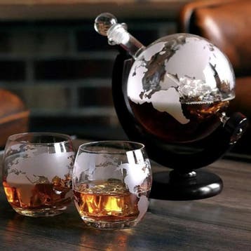 Malatec Globe Whiskey Karaf Set - Uniek en Stijlvol voor..., Huis en Inrichting, Ophalen of Verzenden, Nieuw