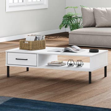 vidaXL Salontafel met metalen poten OSLO massief grenenhout, Verzenden, Nieuw, Grenenhout, 50 tot 100 cm