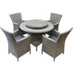 Capri Riccione dining tuinset 110 cm rond 6-delig grijs, Tuin en Terras, Ophalen of Verzenden, Nieuw, Wicker