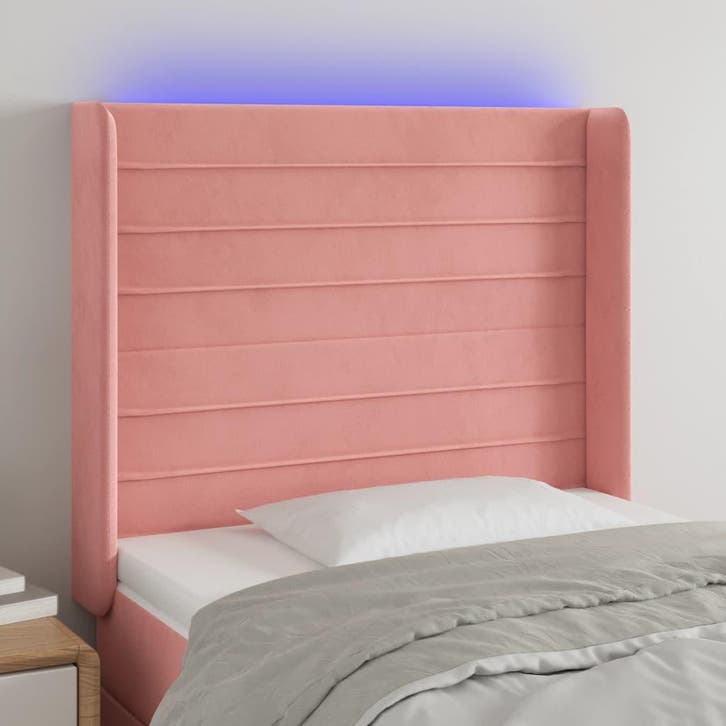 vidaXL Hoofdbord LED 93x16x118/128 cm fluweel roze, Huis en Inrichting, Slaapkamer | Bedden, Nieuw, Stof, Verzenden