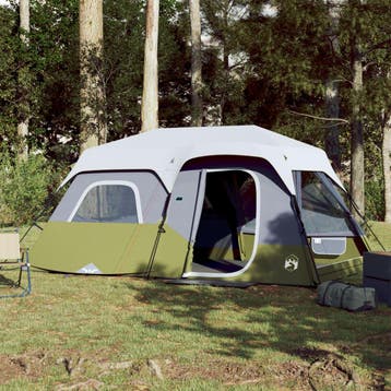 vidaXL Tent 9-persoons waterdicht met LED lichtblauw, Verzenden, Nieuw, Tot en met 2