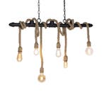 Qazqa industriële 6-lichts touwen hanglamp, zwart, Ophalen of Verzenden, Nieuw in verpakking, Verlichting