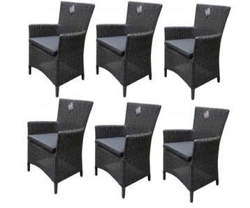 Capri dining tuinstoel antraciet set van 6, Ophalen of Verzenden, Nieuw, Wicker