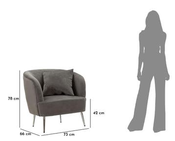 FAUTEUIL ZILVERKLEURIG MET KUSSEN CM 73X66X78 - 142822000P, Ophalen of Verzenden, Nieuw