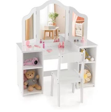 Kinderkaptafel met Stoel en Drievoudige Spiegel Set, Verzenden, Nieuw