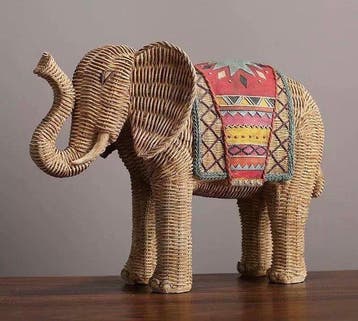 Stoel - Rattan, Textiel - Een rattan olifantenstoel