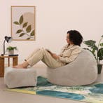 Cloudy Zitzak Corduroy + Poef - Beige, Huis en Inrichting, Zitzakken, Verzenden, Nieuw