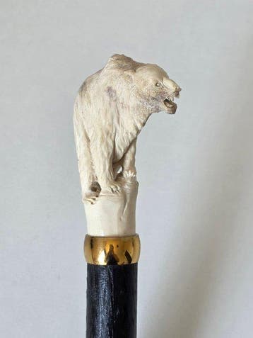 Grizzly beer - Gedetailleerd Handsnijwerk Wandelstok -, Antiek en Kunst