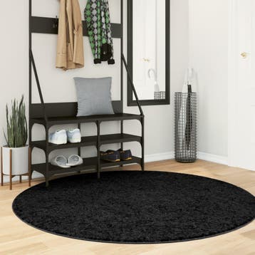 vidaXL Vloerkleed OVIEDO laagpolig Ø 160 cm zwart, Verzenden, Nieuw, Zwart