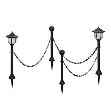 vidaXL Solarlampen 4 st met hekwerk en palen, Verzenden, Nieuw, Kunststof, Zonne-energie