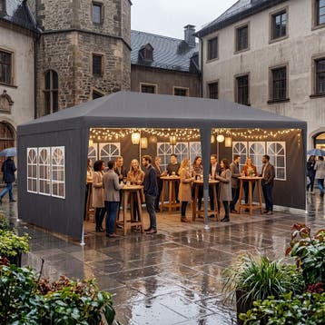 Paviljoen Novara met 5 zijpanelen, waterdicht, 6x3m - grijs, Tuin en Terras, Verzenden, Nieuw