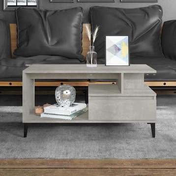 vidaXL Salontafel 90x49x45 cm bewerkt hout betongrijs, Minder dan 50 cm, 50 tot 100 cm, Verzenden, Nieuw