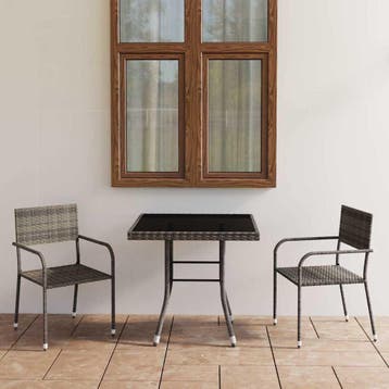 vidaXL 3-delige Tuinset poly rattan antracietkleurig en, Tuin en Terras, 2 zitplaatsen, Nieuw, Tuinset, Verzenden