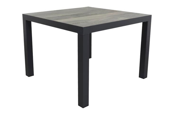 VDG Kings tuintafel 100x100 cm. - Antraciet - Houtlook, Tuin en Terras, Tuintafels, Nieuw, Overige materialen, Rond, Verzenden