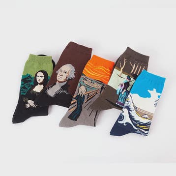 Unieke Kunst Sokken: Van Gogh Sterrennacht & Mona Lisa - Sti, Verzenden, Nieuw