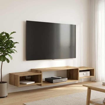 vidaXL Wandgemonteerd tv-meubel Muurmontage Artisanaal eiken, Huis en Inrichting, Verzenden, Nieuw