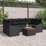 vidaXL Tuinbankenset met opslag 7 pcs Zwart poly rattan, Verzenden, Nieuw, Rotan, 7 zitplaatsen