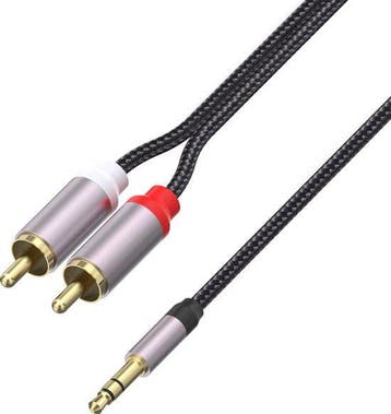 Aux naar Tulp Kabel – 3.5mm Jack naar 2x RCA Male –, Ophalen of Verzenden, Nieuw