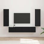 Tv-meubelset Wandgemonteerd 4 pcs Zwart Bewerkt hout, Verzenden, Nieuw