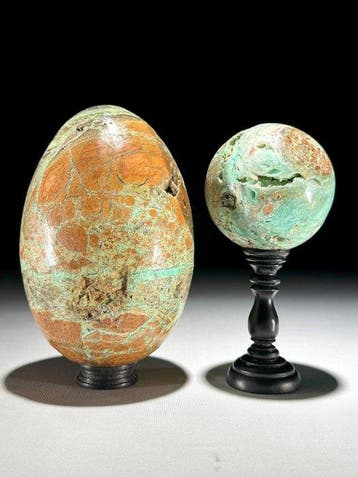 GEEN RESERVEPRIJS - Prachtig paar groene smithsoniet-