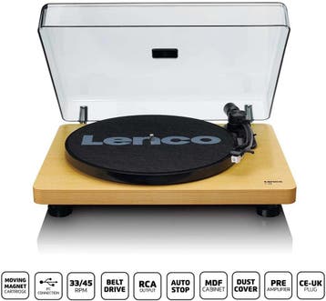 Platenspeler - USB - Auto-stop - Bruin - L-30WD - Lenco, Verzenden, Zo goed als nieuw
