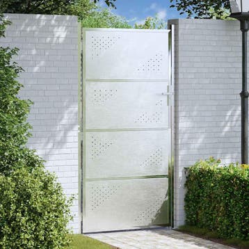 vidaXL Tuinpoort met slot Zilver 96 x 200 cm Roestvrij staal, Verzenden, Nieuw