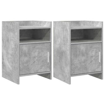 vidaXL Nachtkastjes 2 st Betongrijs 40 x 36 x 60 cm Bewerkt, Minder dan 45 cm, Verzenden, Nieuw, 55 tot 70 cm