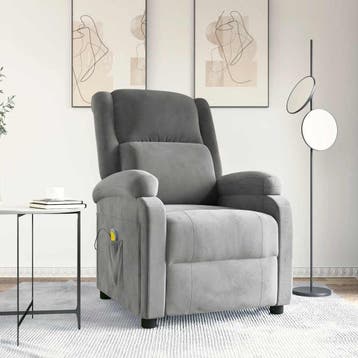vidaXL Massagestoel fluweel lichtgrijs, Verzenden, Nieuw