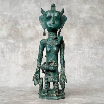 Decoratief ornament - Indonesië - 47 cm Bronzen figuur in