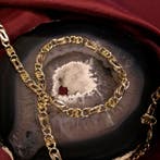 Bicolor gouden marineschakel ketting, Ophalen of Verzenden, Gebruikt, Overige kleuren, Goud