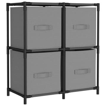 vidaXL Opbergkast met 4 stoffen manden 63x30x71 cm staal, Verzenden, Nieuw