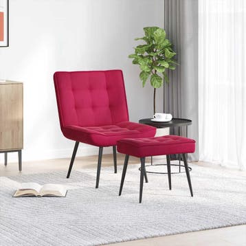 vidaXL Relaxstoel met voetenbank fluweel wijnrood, Verzenden, Nieuw, Rood