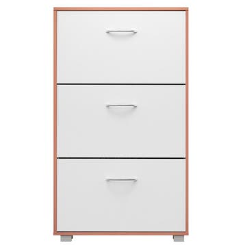 Schoenenkast Beuken / Wit 3 Kleppen 115x60x24cm (Meubelen), Verzenden
