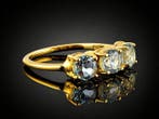 Drie Topaas Gouden Ring - 925 Sterlingzilver Basis -