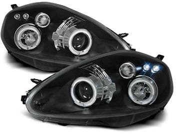 Koplampen Fiat Grande Punto 05-10 Angel Eyes Zwart, Ophalen of Verzenden, Nieuw
