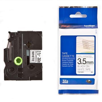 Brother TZe-N201 niet gelamineerde tape zwart op wit 3,5 mm, Computers en Software, Printerbenodigdheden, Verzenden, Nieuw, Printertape