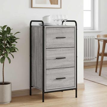 vidaXL Dressoir Grijs Sonoma 97 x 33 x 81 cm Bewerkt hout, Verzenden, Nieuw, Overige houtsoorten, Minder dan 50 cm