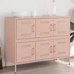 vidaXL Dressoir 100,5x39x79 cm staal roze, 100 tot 150 cm, Verzenden, Nieuw, Metaal